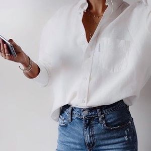 Vintage White Button Down Crinkled Material Blouse